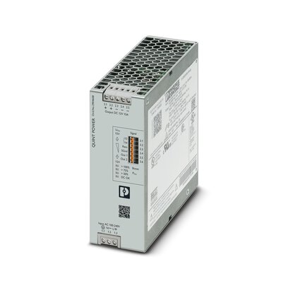 Phoenix Contact Switching Power Supply; QUINT4-PS/1AC/12DC/15; 12VDC OUT; 15A; 85-264VAC/90-350VDC IN; Single Phase; DIN Rail Mount; Metal; Screw Connection